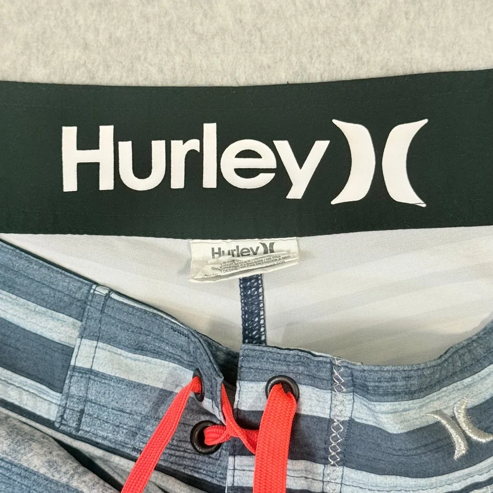 Hurley Phantom Mens Board Shorts Size 31 Blue Black Ombre Striped MBS0005480